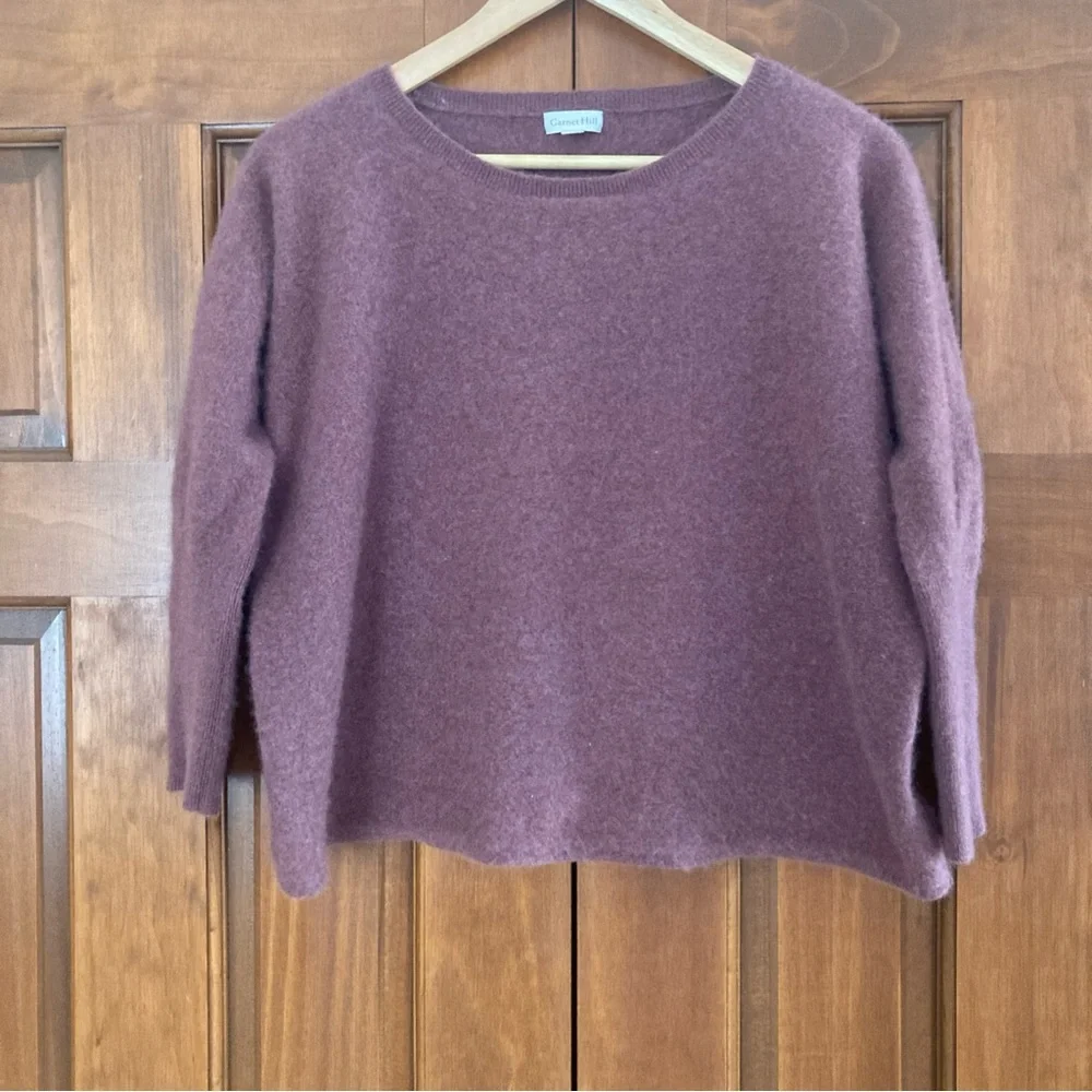 Garnet Hill Mauve Crew Neck cashmere boxy sweater women’s medium